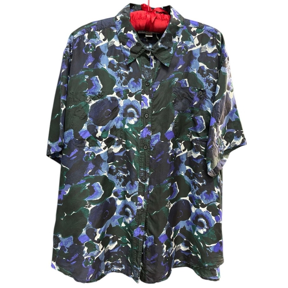 Vintage 100% Silk Floral Blouse | Plus Size 26/28 | Leena Studio
